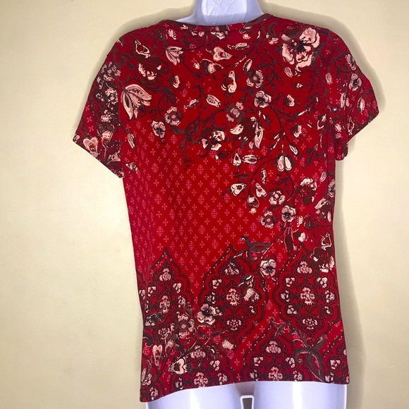 Christopher&banks red floral short sleeve top - Picture 10 of 16